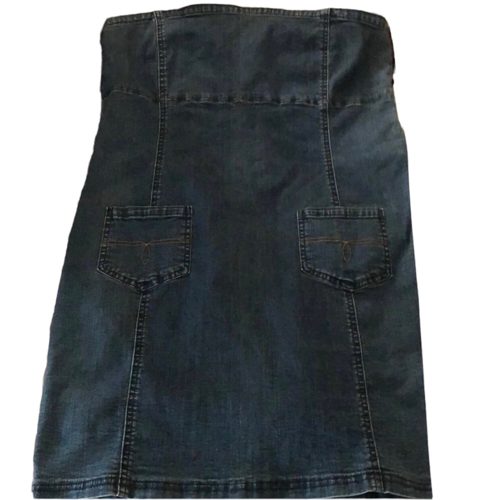 Tilt size large denim strapless mini dress with stretch perfect over swimwear
